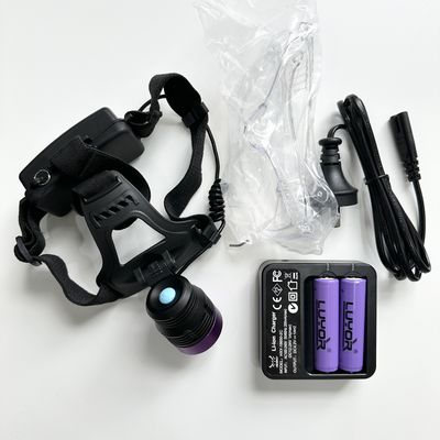 DG-3101S کلاه UV-A قابل حمل نور سیاه 90 درجه سر تنظیم شده NDT فلورسنت کشف نشت لامپ سر ماوراء بنفش